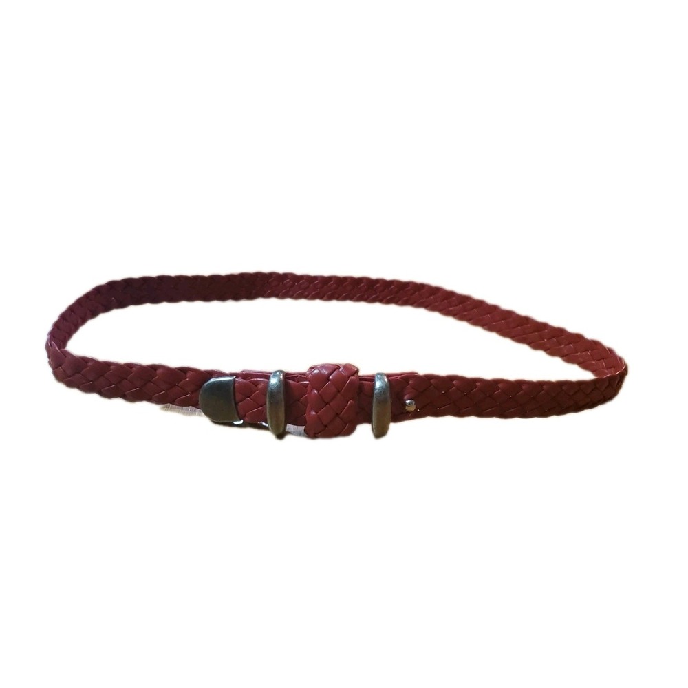Vintage Ginnie Johansen‎ Designs Dallas TX Braided Red Leather Waist Belt Sz S/M